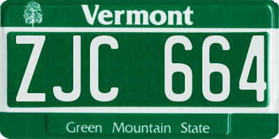 VT license plate ZJC664