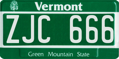 VT license plate ZJC666