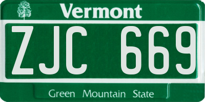 VT license plate ZJC669