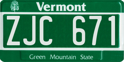 VT license plate ZJC671