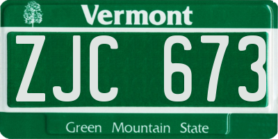 VT license plate ZJC673