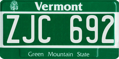 VT license plate ZJC692