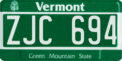 VT license plate ZJC694