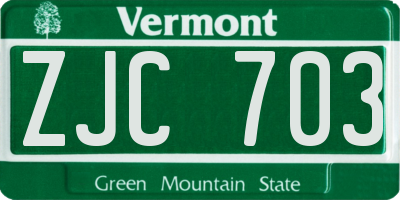 VT license plate ZJC703