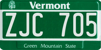VT license plate ZJC705