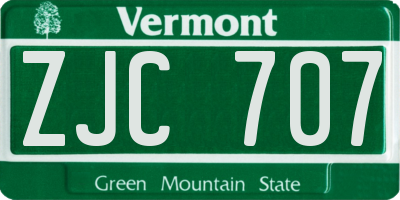 VT license plate ZJC707