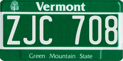 VT license plate ZJC708