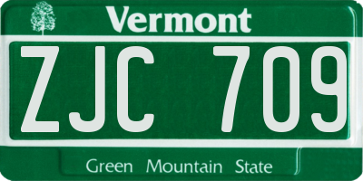 VT license plate ZJC709