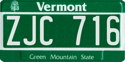 VT license plate ZJC716