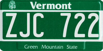 VT license plate ZJC722