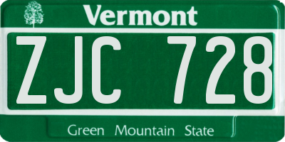 VT license plate ZJC728
