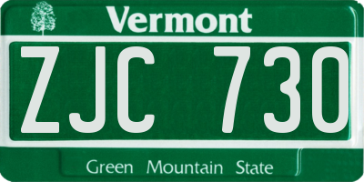 VT license plate ZJC730