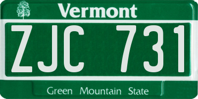 VT license plate ZJC731