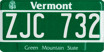 VT license plate ZJC732