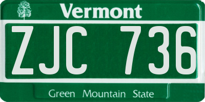 VT license plate ZJC736