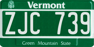 VT license plate ZJC739