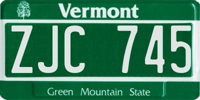 VT license plate ZJC745