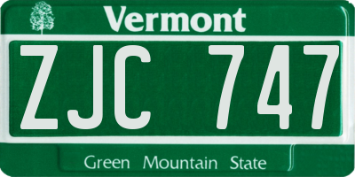 VT license plate ZJC747
