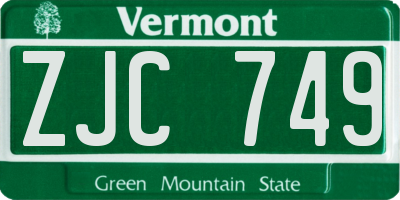VT license plate ZJC749