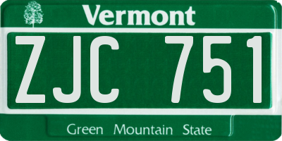 VT license plate ZJC751