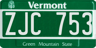 VT license plate ZJC753