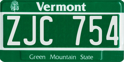 VT license plate ZJC754