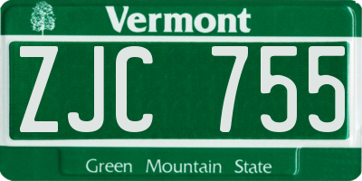 VT license plate ZJC755