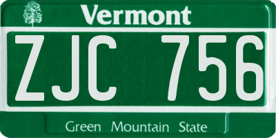 VT license plate ZJC756