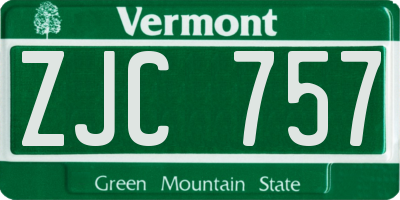 VT license plate ZJC757