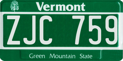 VT license plate ZJC759