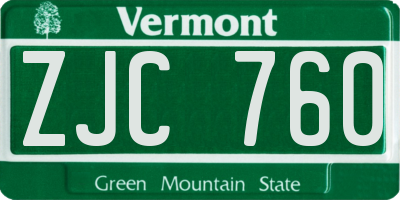 VT license plate ZJC760