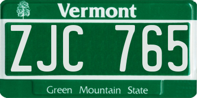 VT license plate ZJC765