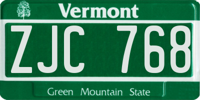 VT license plate ZJC768