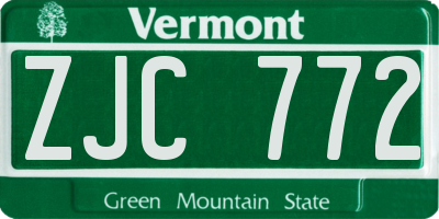 VT license plate ZJC772