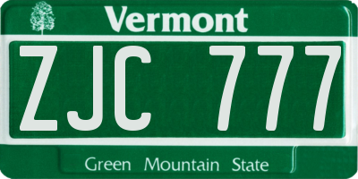 VT license plate ZJC777