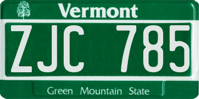 VT license plate ZJC785