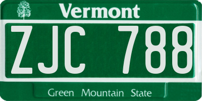 VT license plate ZJC788