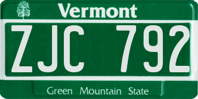 VT license plate ZJC792