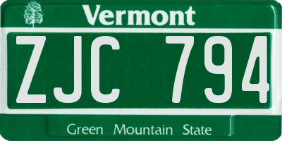 VT license plate ZJC794
