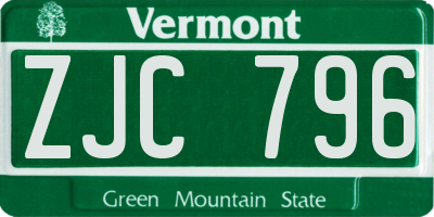 VT license plate ZJC796