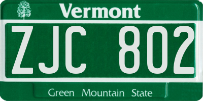VT license plate ZJC802