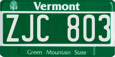 VT license plate ZJC803