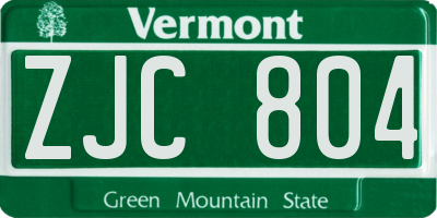 VT license plate ZJC804
