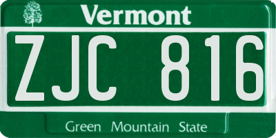 VT license plate ZJC816
