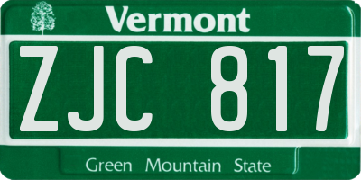 VT license plate ZJC817