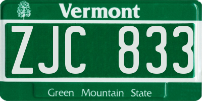 VT license plate ZJC833