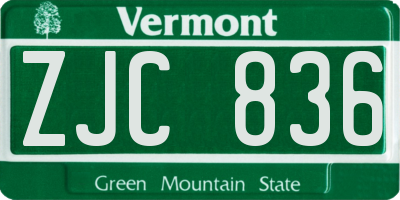 VT license plate ZJC836