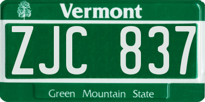 VT license plate ZJC837