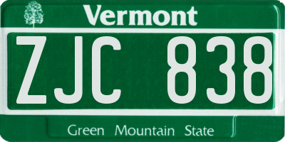 VT license plate ZJC838