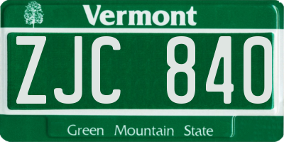 VT license plate ZJC840